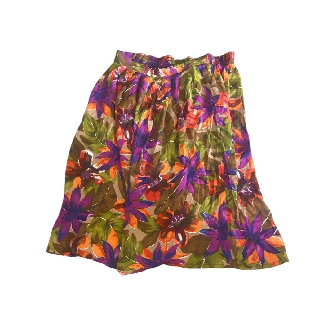 Vintage Truly Yours Sport Floral Midi Skirt Elastic Waist Size 22W Vibrant